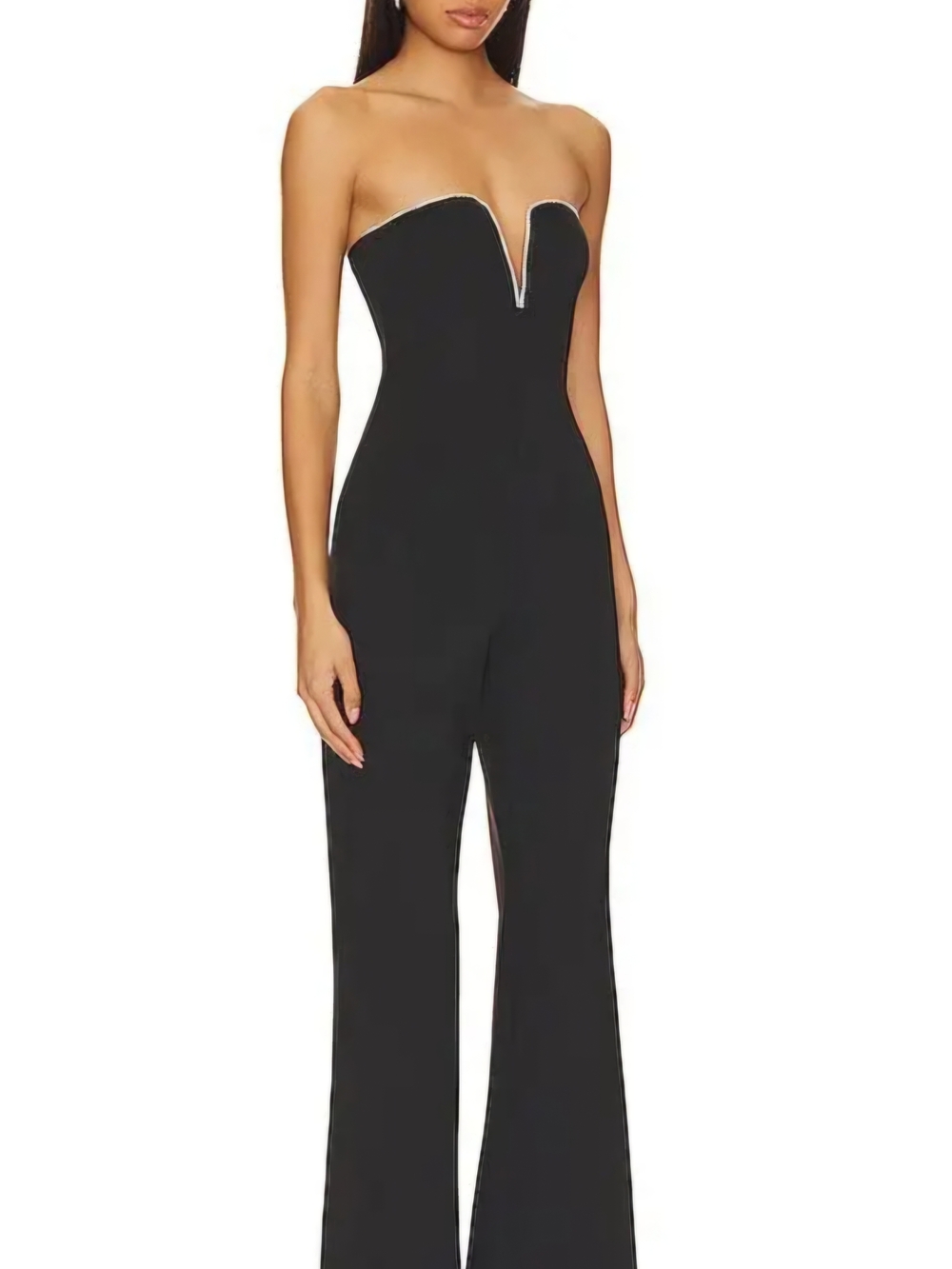 Good American Black Strapless Sweetheart Notch Jumpsuit